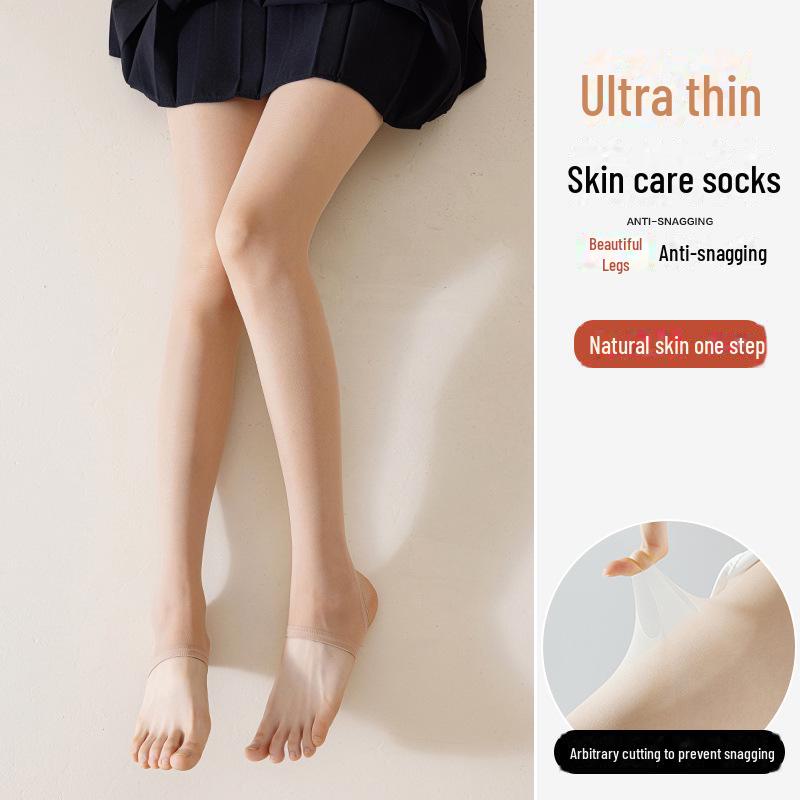 Женские прочные прозрачные колготки большого размера с открытым носком и защитой от зацепов — летний стиль, без заниженной резинки, телесного цвета.