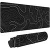 Abstract Topographic Map White Grey Black Gaming Mouse Pad Long Mouse Pad Large Desk Mat 31.5 X 11.8 Inch Mousepad with Non-Slip Base Stitched Edge