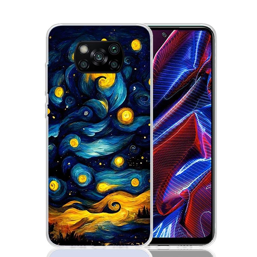 Чехол для телефона «Звездная ночь» Ван Гога для Xiaomi Poco X7 X6 X5 Pro F7 Ultra Redmi 15C 15 13 13C 12 12C 10 10A 10C 9 9A 9C 9T Обложка