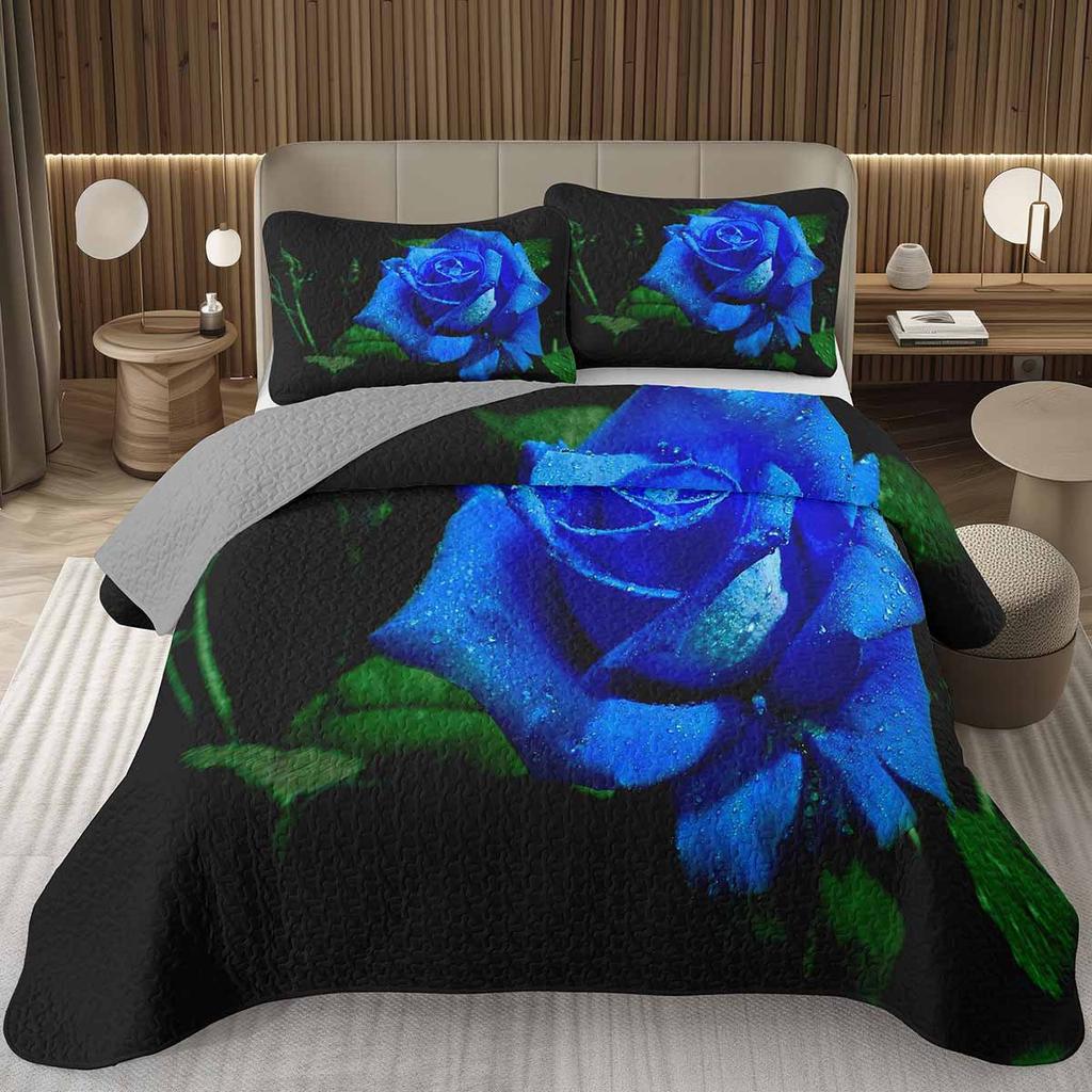 Романтическое покрывало с розами Квин/Кинг/Твин Ботаническое цветочное стеганое покрывало День святого Валентина Комплект стеганого постельного белья для девочек Женщин Декор комнаты