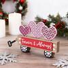 Valentine's Day Love Heart Car Ornament Farmhouse Rustic Handcrafted Wooden Heart Shape Car Table Sign Holiday Party Desktop Decoration