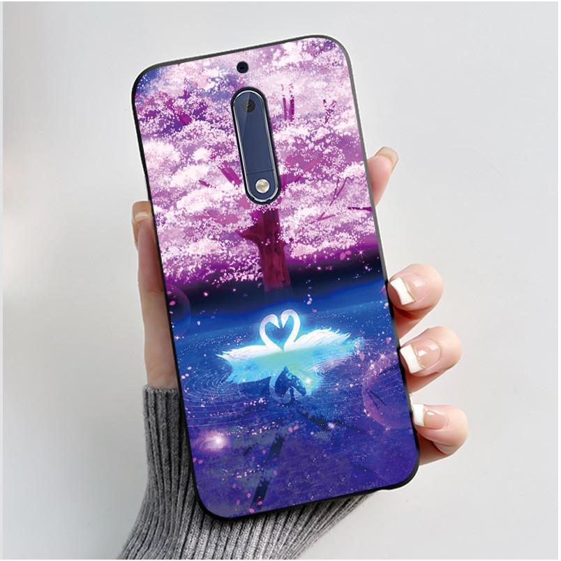 Чехол Для Nokia 5 Эстетичный Модный Милый Кот Мультяшный Черный Мягкий ТПУ Чехол для Телефона Для Nokia 5 Чехол-Бампер TA-1053 TA-1024