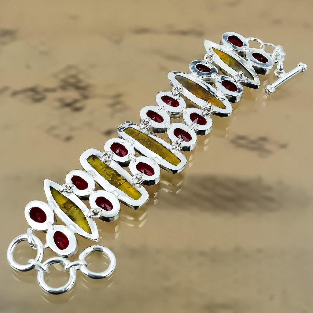 Natural Bumble Bee Jasper Chain Adjustable Bracelet 925 Silver For Women