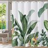 Tropical Green Leaves Plant On White Background Odorless Shower Curtains for Bathroom Showers and Bathtubs Decor with Hooks