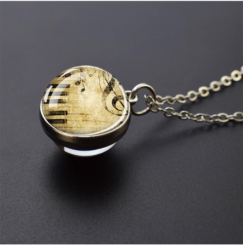 Ожерелья с музыкальными инструментами, фортепиано, гитара, кларнет, флейта, художественный стеклянный шар, кулон, музыкальная нота, ожерелье, женское музыкальное подарочное ювелирное изделие