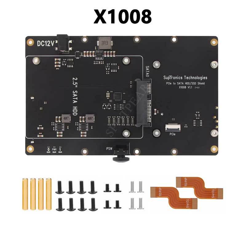 X1008 PCIe плата расширения для 2,5"/3,5" SATA HDD/SSD с двумя отсеками для Raspberry Pi 5