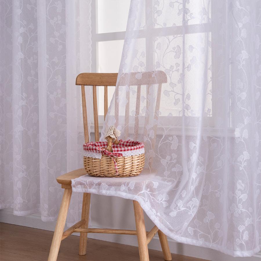 Тюлевые шторы в европейском стиле с цветочной вышивкой в виде тыквы - Легкая полиэстеровая ткань, Легкий монтаж, Дизайн с люверсами