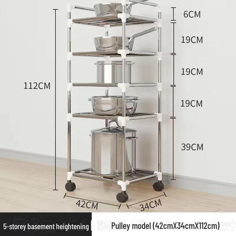 Многоуровневая напольная подставка для кастрюль и раковин из нержавеющей стали — простая установка
