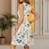 Women's Dress V-neck Sleeveless Casual Floral Print Hem Pleated Dress