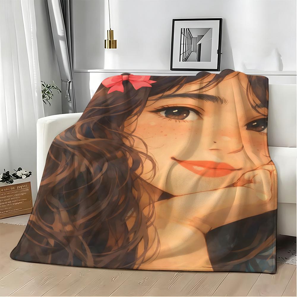 Semi realistic anime Painterly illustration Throw Lightweight 240g Flannel Blanket Soft Skin-friendly for Summer Cooling