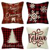 Festive Christmas Cushion Cover Featuring Adorable Reindeer And Snowflakes Design