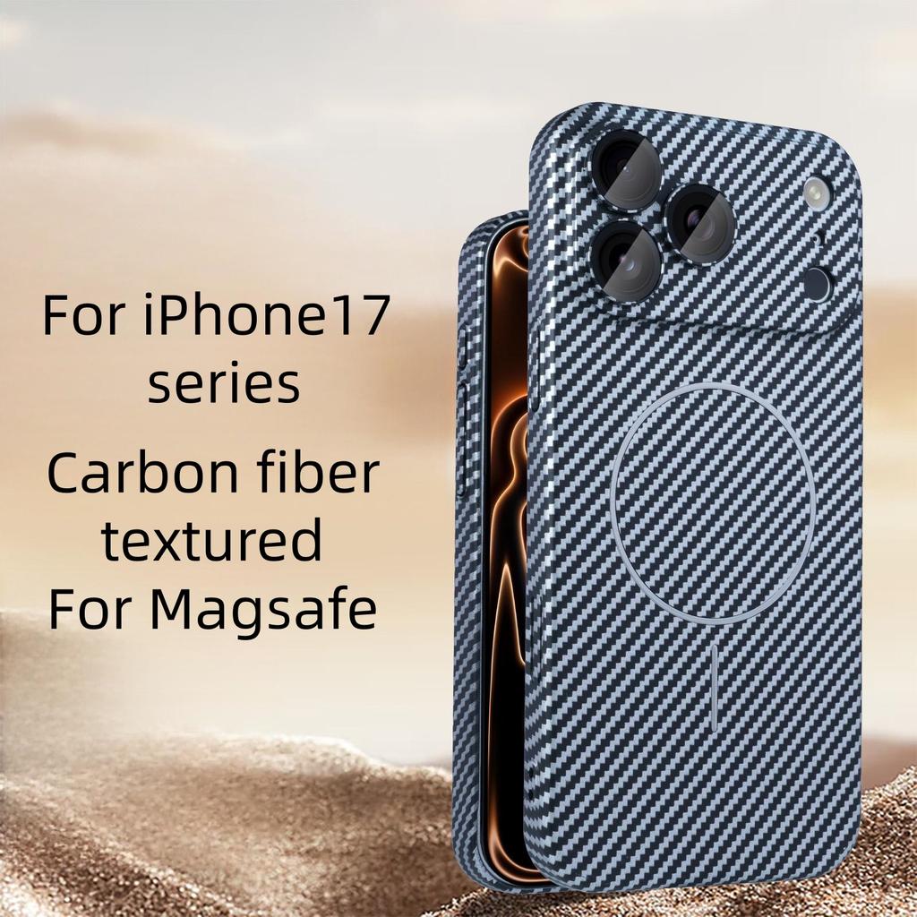 Full Frame Carbon Fiber Kevlar For Magsafe Magnetic Phone Case For iPhone 17 16 15 14 13 12 Plus Pro Max Wireless Charge Cover