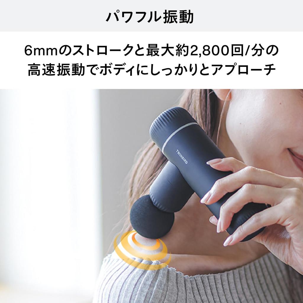 TWINBIRD Уход за телом Ручной USB 4 Мощная вибрация Подарок для Уважения к Пожилым Пистолет, Пистолет, Зарядка, Уровни, День Отца, День Матери, День, Черный,