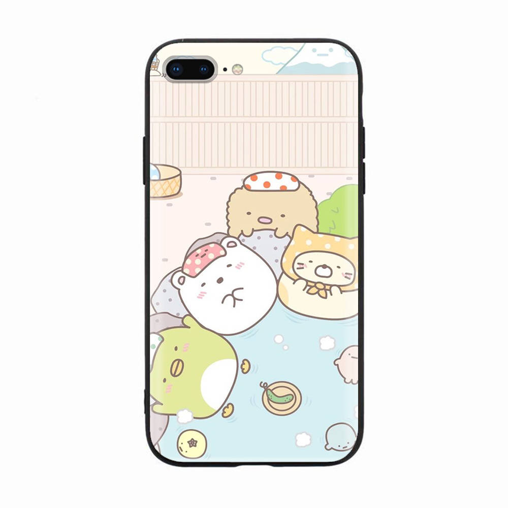 Черный чехол для Xiaomi Redmi 13C Note 9 iPhone XR 7 8 14 15 11 12 13 X XS Pro Max Samsung A25 S23 S24 FE Ultra Plus Sumikko gurashi