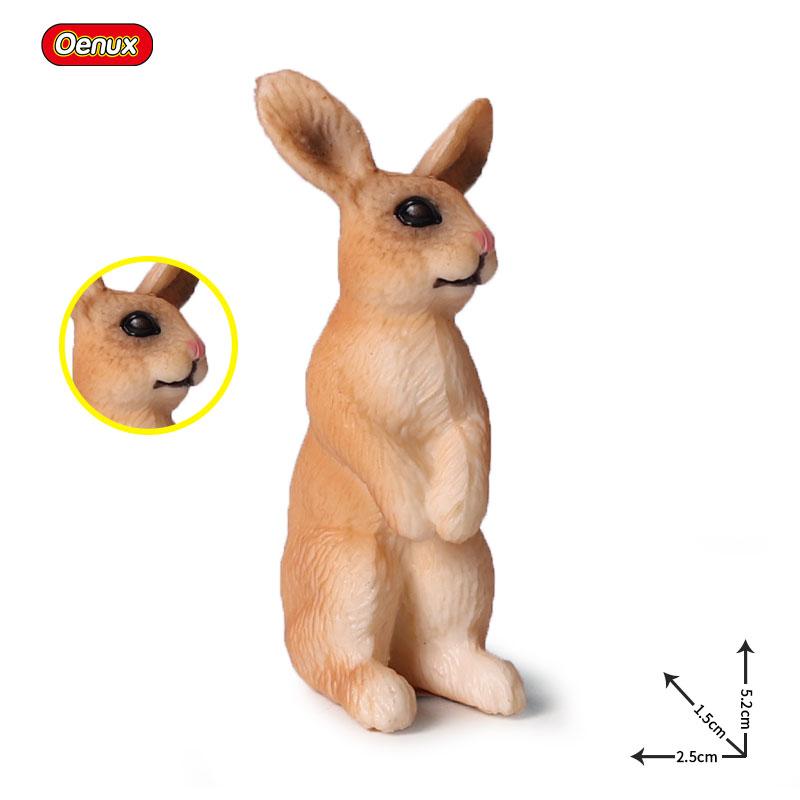 Oenux Lovely Farm Rabbit Bunny Model Action Figure Figurine Wild Desert Cottontail Hare Cute PVC Decoration Education Kid Toy