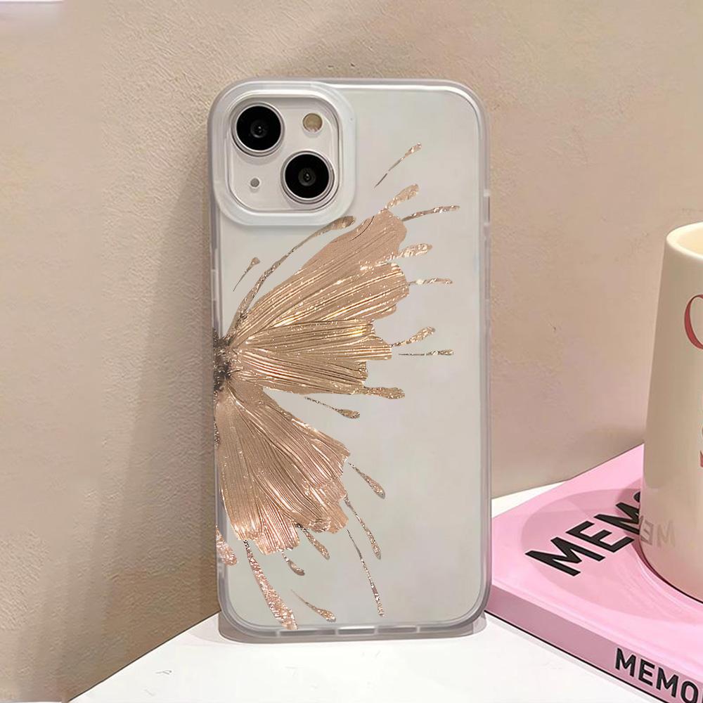 Gold Butterfly Soft TPU Case For iPhone 13 11 12 14 15 16 Pro Max Funda iPhone 12 13 Mini 16 Plus Translucent Clear Phone Cover
