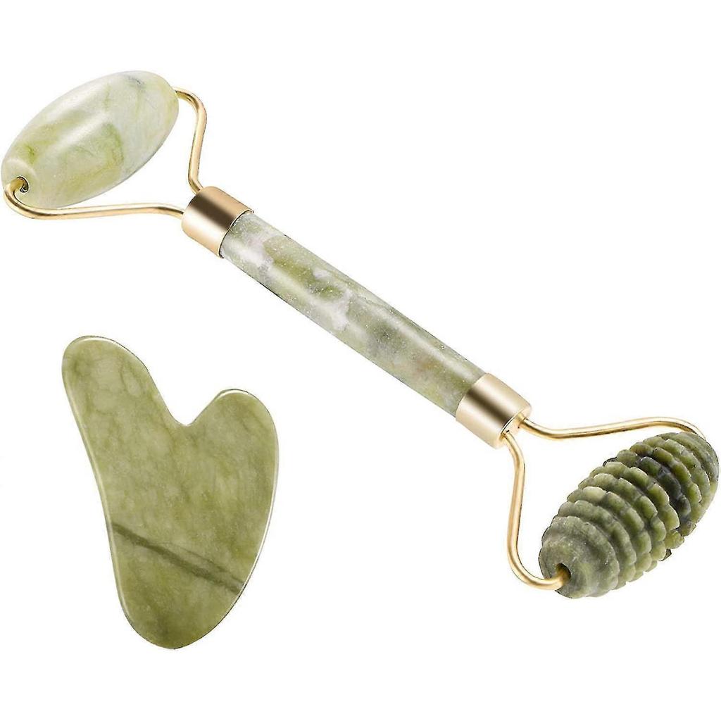 Jade Roller And Set- 100% Natural Jade Face Massager Stones For Face, Eyes, Neck, Body For Anti Aging, Relieve Fine Lines And Wrinkles, Improve Body C