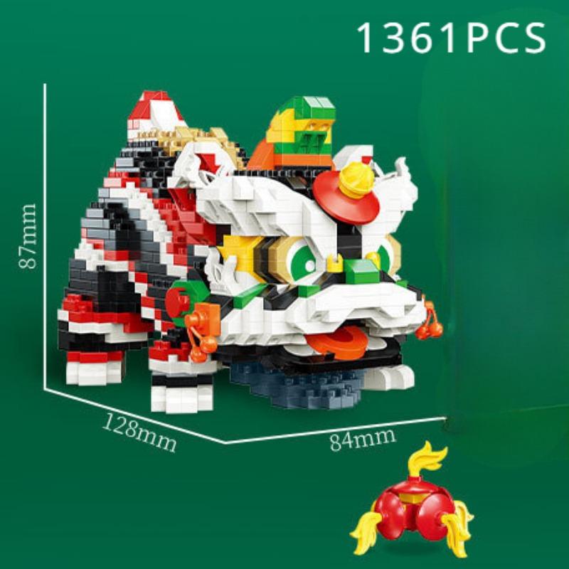 Просыпайся, лев, дракон, год, новогодний подарок, строительные блоки, детские развивающие головоломки, новогодние игрушки, строительные блоки