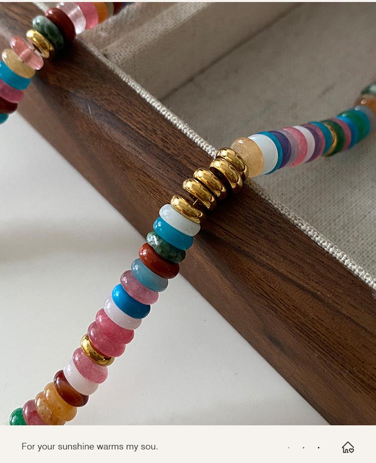 Colorful Beaded Natural Stone Necklace: 2024 Euro-American Fashion Dopamine Sweater Chain for Women