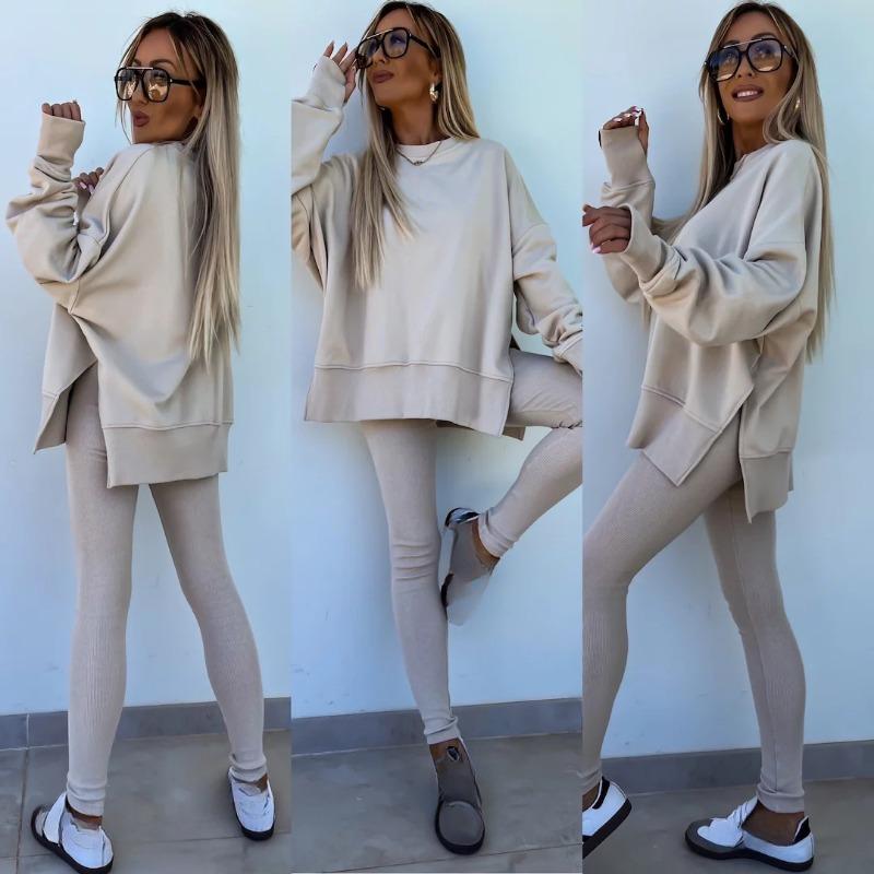 Женские повседневные узкие брюки свободный свитер комплект из двух предметов