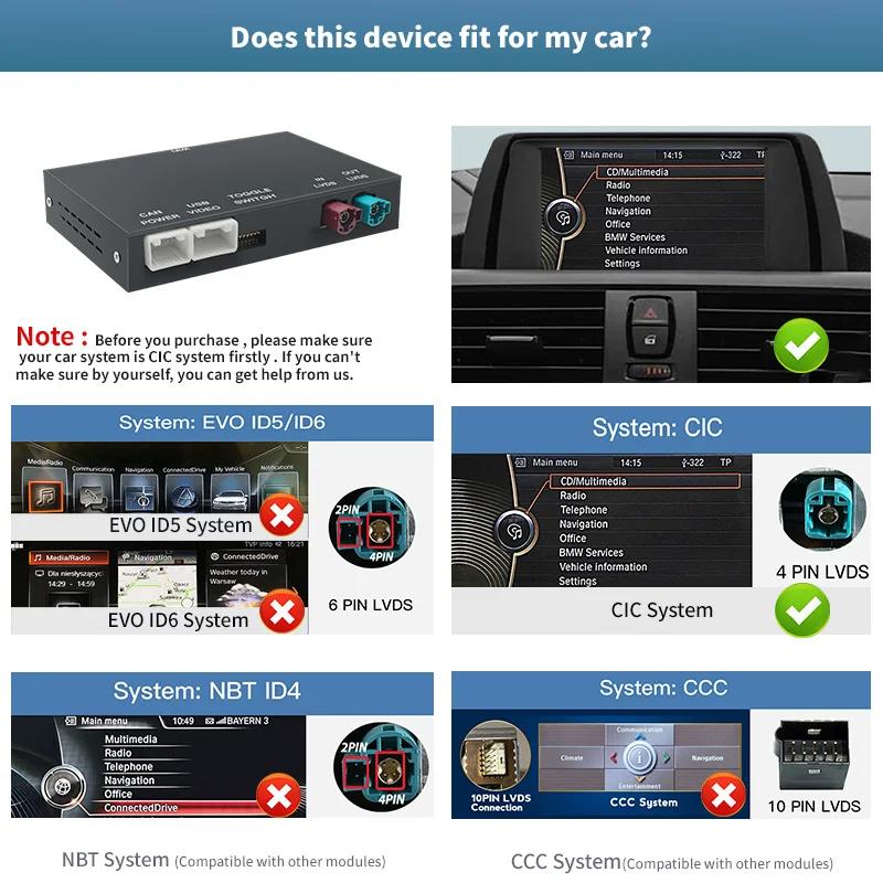Беспроводной CarPlay Android AUTO для системы BMW NBT CIC 1 2 3 4 5 6 7 серии X1 X3 X4 X5 X6 MINI E60 E84 E70 F26 F25 F10 F11F20 F21