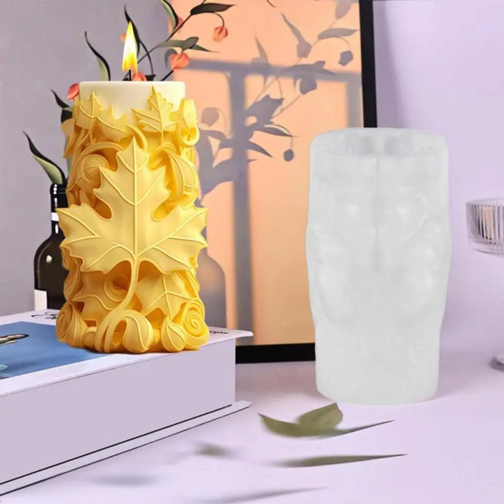Embossed Candle Molds for Making Candle Soap Cylinder Candle Silicones Molds for Making Candle Christmas Decorations