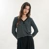 СРЕДА DELIGHT Wd_Классическая полосатая футболка-henley_Черная