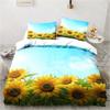 Набор постельного белья с 3D-принтом подсолнухов, трехпредметный комплект с цветочным узором, украшение для гостиной, спальни, дома, наволочка, пододеяльник, подарок