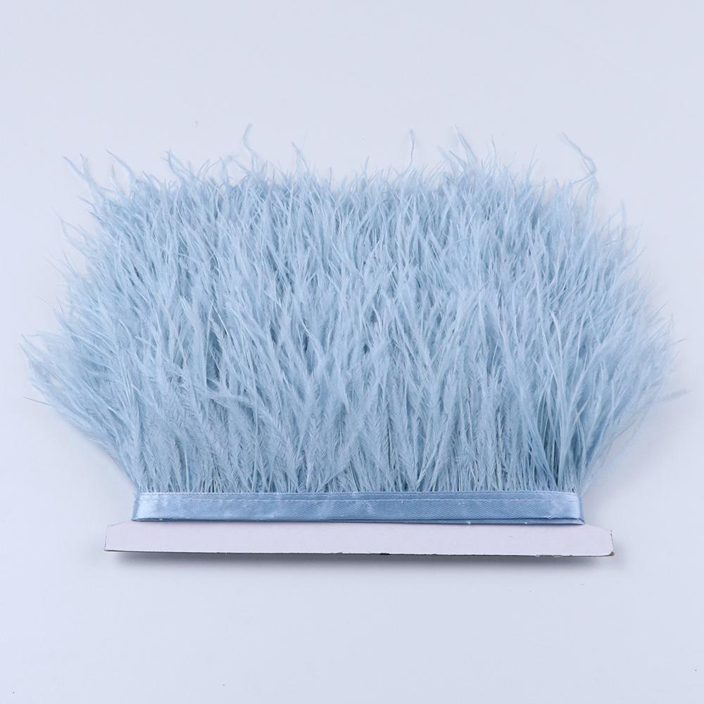 Перо 1 метр Пушистое Синее Страусиные Перья Отделка Бахрома 8-10 см Свадебное Украшение Лента из Перьев для Вечеринки Одежды Шитье Перья Поделки