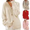 Women's Fashion Solid Color Long Sleeve V-Neck Knit Cardigan Button Sweater Jacket