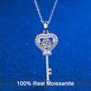 Moissanite Necklace for Women Love Heart Key Pendant 0.5ct Sterling Silver Lab Diamond Necklaces with GRA Certificate