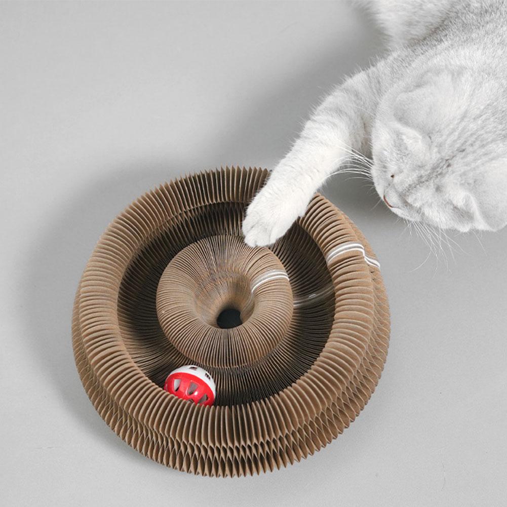 Magic Organ Cat Scratching Board Cat Interactive Toys Foldable Cat Scratching Post Ball Track Cat Grinding Claw Scratching Board