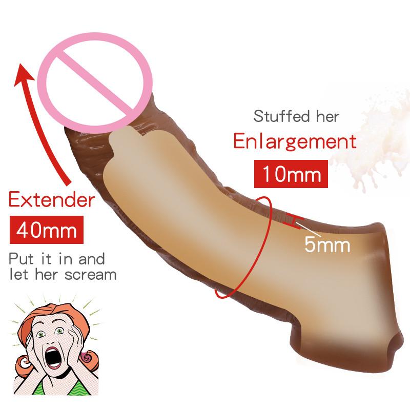 Многоразовый силиконовый презерватив для увеличения пениса, удлинитель, чехол для пениса, секс-игрушки для взрослых для мужчин, сексуальные инструменты