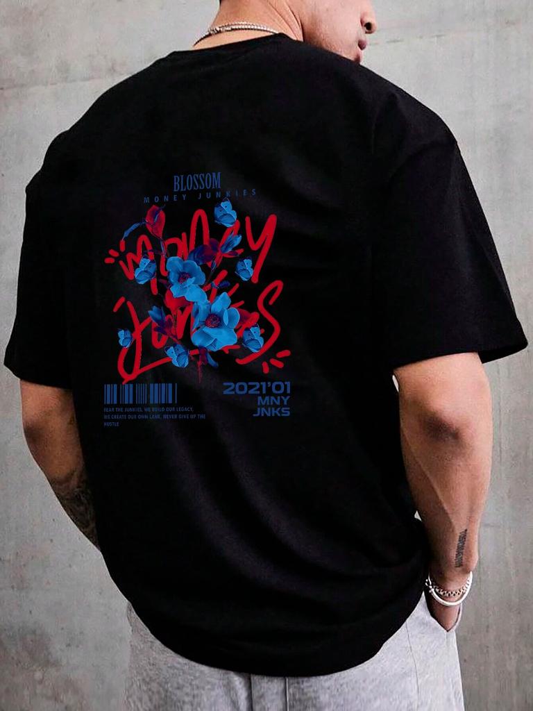 Harajuku Blue Blossom Unisexga Графические футболки для женщин Модные топы в стиле хип-хоп Y2k Летние повседневные хлопковые белые футболки с короткими рукавами