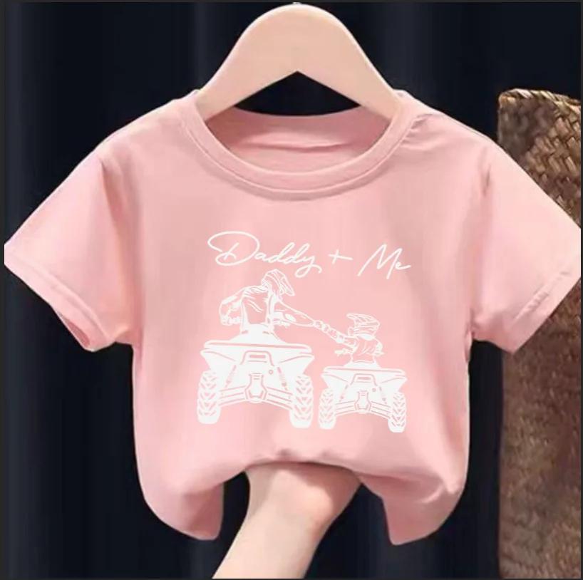 Boy DadMe riding motorcycle pattern summer childrens casual soft and comfortable short sleeved Tshirt