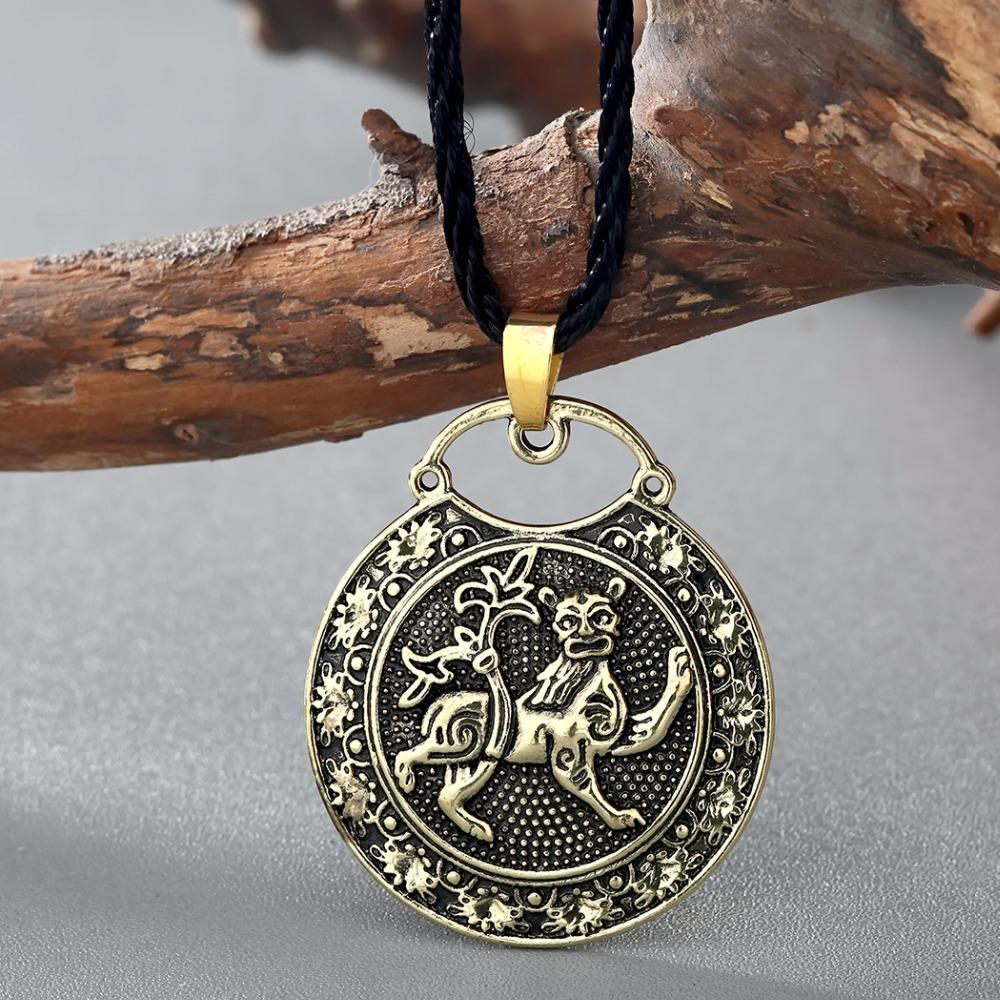 Kinitial Винтажные Животные Львы Подвески и Ожерелья Viking Дружба Длинные Ожерелья Панк Стиль Подарки для Мужчин Ювелирные Изделия Ожерелье