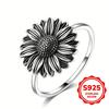 Women's Vintage S925 Sterling Silver Sunflower Rings Handmade Designer Party Jewelry Gifts