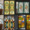 Retro European Style Glass Sticker Frosted Window Paper Window Painted Film Retro Church Stained Glass Window Film Waterproof