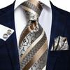 Mens Silk Tie Paisley Necktie Handkerchief Cufflinks Set for Party Wedding Business