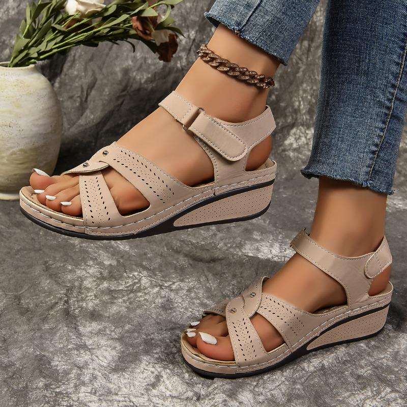 Cross Strap Wedges Sandals for Women Summer Hook Loop Platform Gladiator Sandles Woman Plus Size 43 Non-Slip Med Heels Sandalias