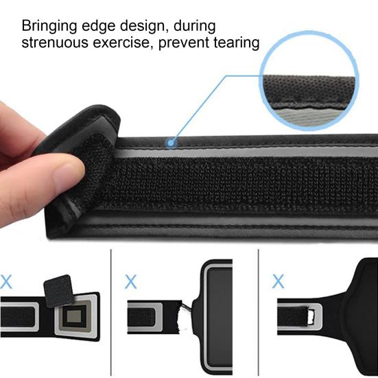 Running Sports Phone Armband Bag with Pocket for Earbuds Car Keys Reflective Arm Strap Sweat-proof Mobile Phone Holder