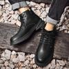Trend Men Boots High Quality British Style Fashion Boots Winter Plus Velvet Warm High-top Mens Casual Shoes Black Leather Boats