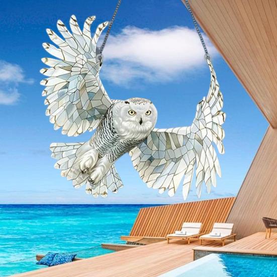 Owl Sun Catcher Colored Acrylic Light Catcher Window Hanging Ornament for Home Garden Balcony Decor Bird Enthusiasts Gift