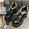 Coarse Heel Mary Jane High Heels Women Bowknot Women's Single Shoes 2024 Spring and Autumn New Fashion Small Leather Shoes