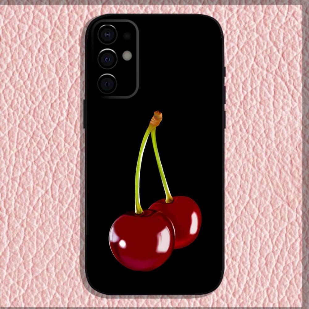 Чери Вишня Фрукт Чехол для Телефона Для Samsung S24,S21,S22,S23,S30,Ultra,S20,Plus,Fe,Lite,Note,10,9,5G Черный Мягкий Чехол