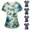 Женские топы с короткими рукавами и v-образным вырезом с цветочным принтом, рабочая униформа, карманная блузка