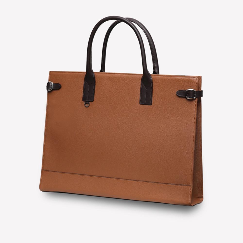 Matt Embossed Leather Men'S Slim Square Bag (Tan Brown) B42970