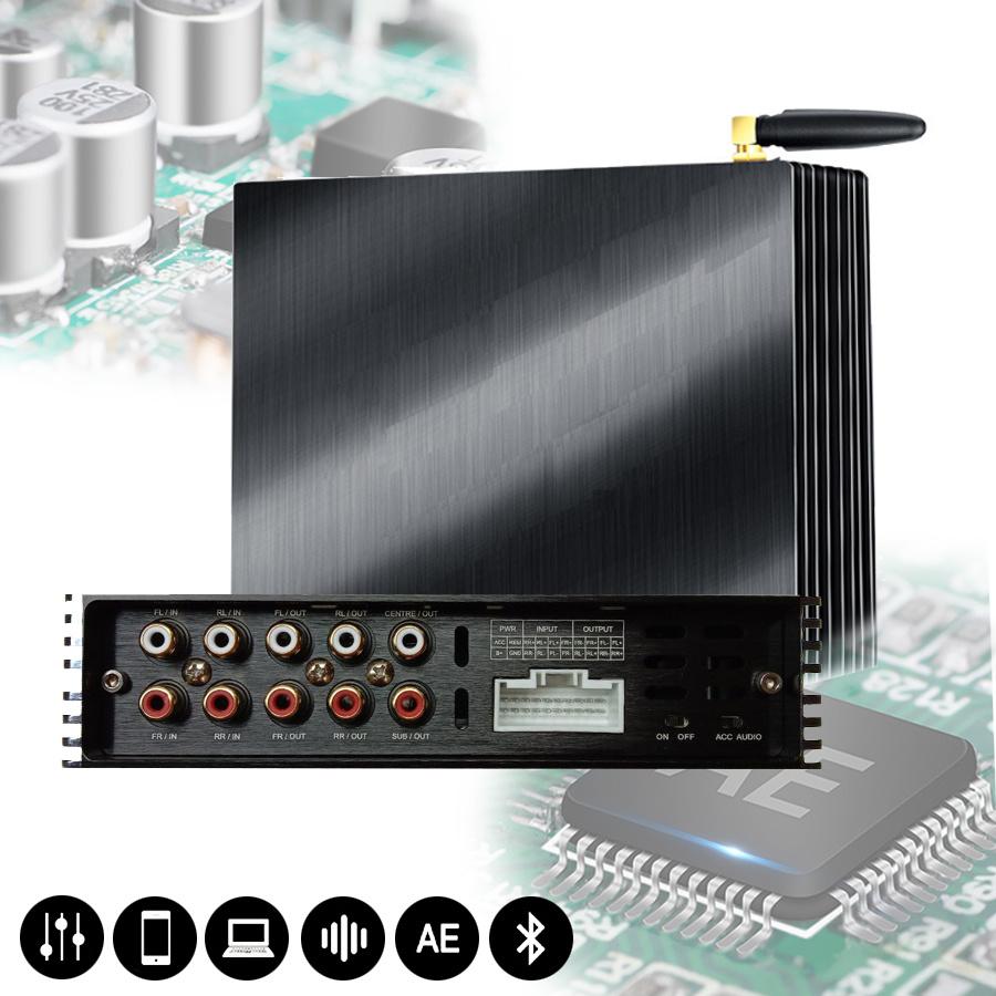 4CH In 6CH Out Car Digital DSP Processor Amplifier Bluetooth 5.0 W/ Wire Harness