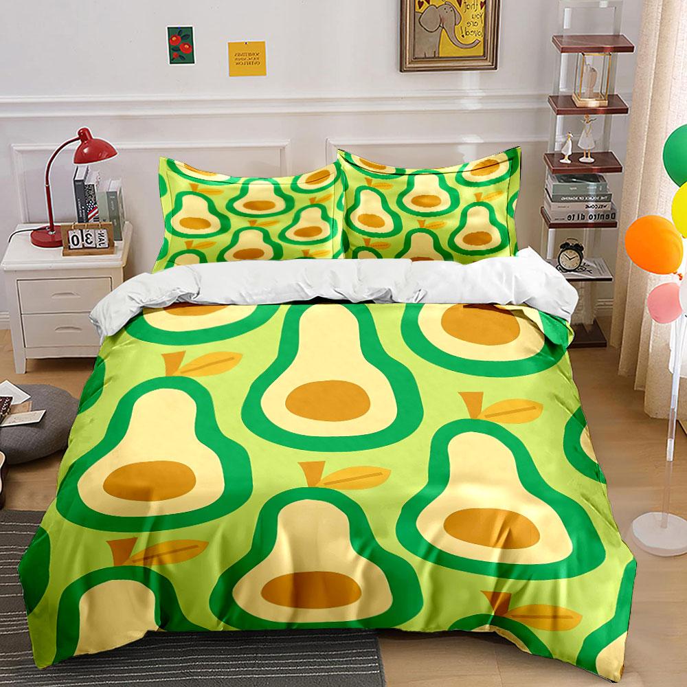 Cartoon Avocado Bedding Set Bedding Duvet Cover Set Duvet Cover Pillowcases (1 * Duvet Cover 2 * Pillowcases, without duvet insert)