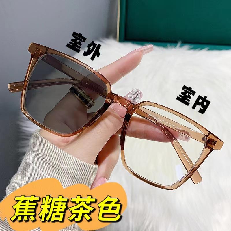 Очки для близорукости с большой оправой, меняющие цвет, мужские и женские, литературные и ретро-квадратные, модные, анти-синие, плоские очки Tr Hair